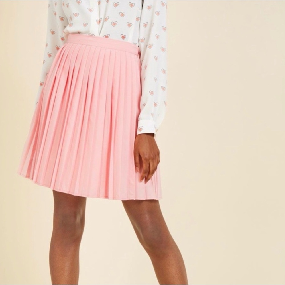 Modcloth Soft Pink Pleated A-Line Skirt